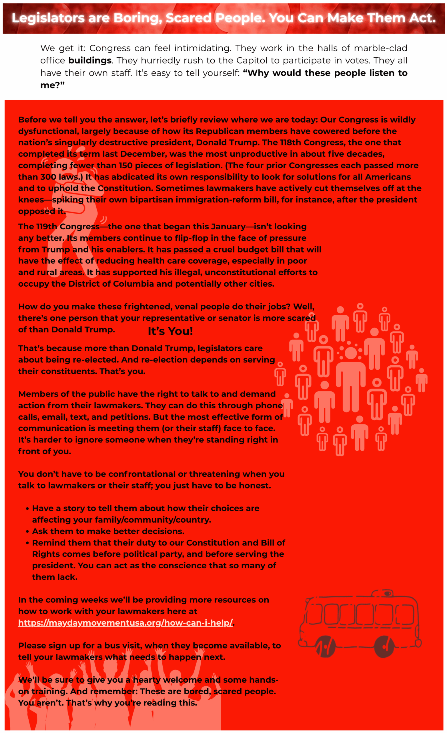 Infographic - Legislatros are boring, scared people. You can make them act.